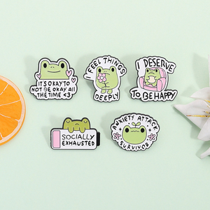 Heureux grenouille émail broches citation positive Animal broche revers Badge bijoux cadeau pour enfants amis vêtements sac - Product Image 2