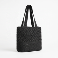Sac fourre-tout bohème en raphia crocheté noir, écologique, motif géométrique, en coton, ouverture supérieure, taille personnalisée pour femme, plage