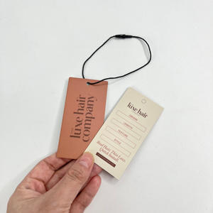 Etiquetas Colgantes de Papel Marrón Personalizadas - Etiquetas de Lujo para Extensiones de Cabello con Cordón Negro y Campos de Información Impresos - Product Image 1