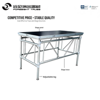 Scène modulaire portable en aluminium, hauteur réglable, empilable, compatible Layher, installation rapide pour événements DJ, concerts en plein air