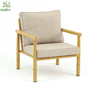 Sofá de aluminio a prueba de intemperie para exteriores, sofá moderno de bambú para verano - Product Image 2