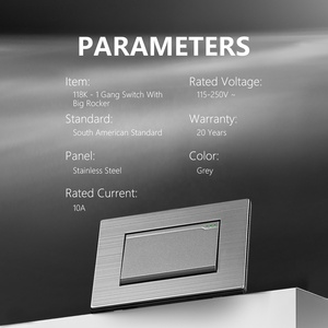 Moderno 1 gruppo bilanciere interruttore luce a parete 118 tipo 10A nominale in acciaio inox polo unico per noi prese di corrente - Product Image 4