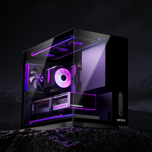 Boîtier PC Gamer M-ATX upHere 400 mm, GPU en bas, alimentation en bas, double SSD/HDD, verre trempé, châssis aquarium UC02 - Product Image 6