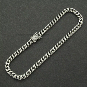<b>Titanium</b> Steel Cuban <b>Chain</b> Necklace, Trendy Male Personality Simple Locomotive With Retro Accessories Tanjing Fashion - Product Image 4