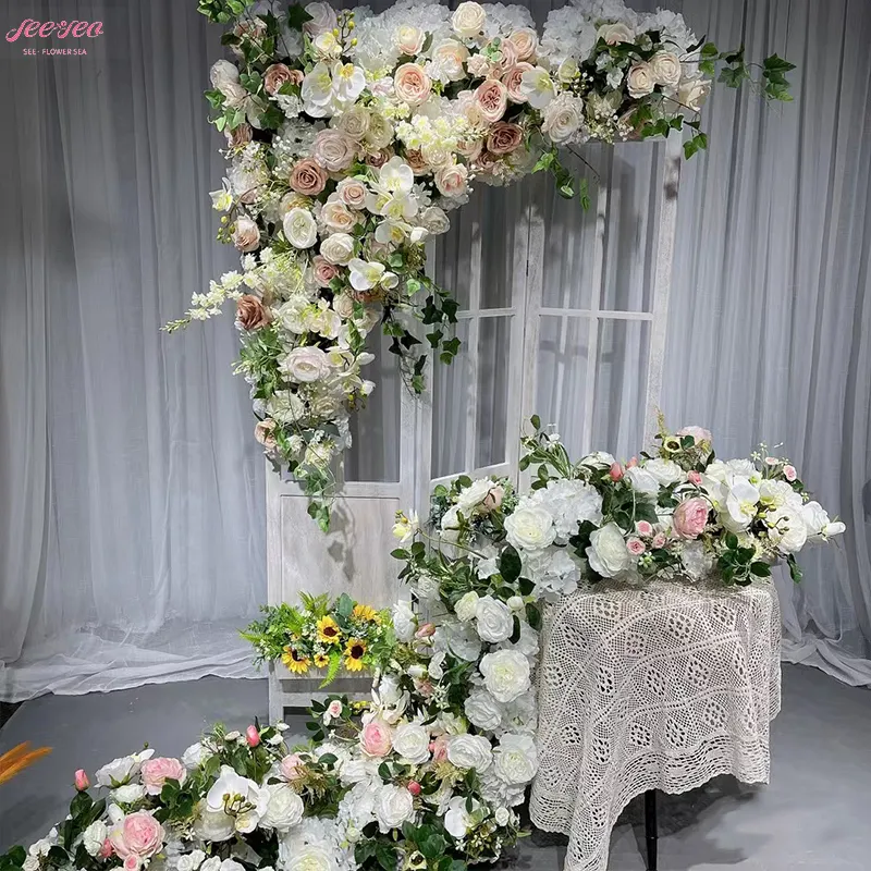 2024 Venta caliente boda flor arco caminos de mesa flores bolas Día de San Valentín flor telón de fondo decoración.