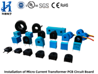 Transformateur de courant toroïdal monophasé avec fil de connexion CT, montage sur circuit imprimé, broche 2mA, mini