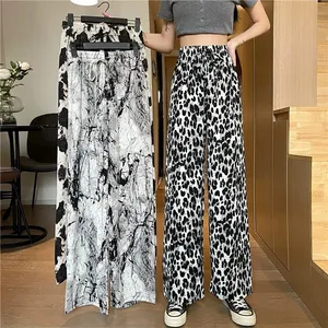<span class=keywords><strong>Pantaloni</strong></span> da donna in seta di ghiaccio sottile abbigliamento donna Casual coreano <span class=keywords><strong>pantaloni</strong></span> a righe pittura <span class=keywords><strong>pantaloni</strong></span> tinti cravatta - Product Image 2