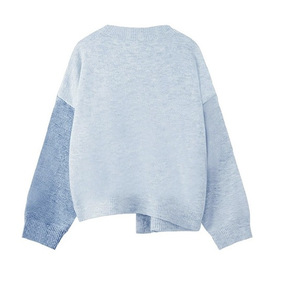 Zhan Ya Women's <b>Cardigan</b> Crew Neck Full Sleeve Contrast Color Loose Fit Medium <b>Thickness</b> Single Breasted Knit Sweater - Product Image 2