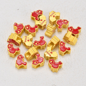 Pulsera de aleación con mapa de China, chapada en oro, diseño 'I Love China' para la creación de joyería DIY, primavera 2024 - Product Image 3