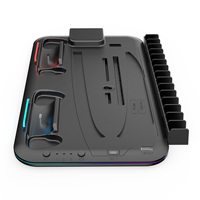 Support PS5/PS5 Slim et Station de Recharge Double Manette pour Console PlayStation 5, Accessoires PS5 Chargeur de Manette