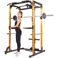 Rack de Potencia Multifunción con Jaula para Sentadillas, Accesorio para Polea de Tracción Superior y Barra de Dominadas, Equipo de Entrenamiento de Levantamiento de Pesas para Gimnasio en Casa