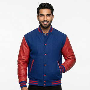 Solid Plain Sports <b>Men</b> Clothing Varsity <b>Jacket</b> Wholesale Fashion Custom Unisex <b>Baseball</b> <b>Jacket</b> <b>Men</b> Casual Plain Varsity <b>Jacket</b> - Product Image 1