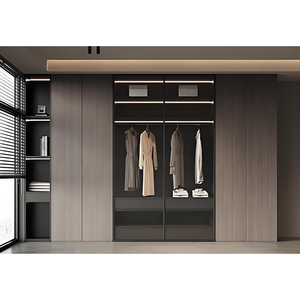 Armoire en bois moderne professionnelle à 6 portes avec cadre en verre bronze, de sol à plafond, couleur blanc crème, <span class=keywords><strong>pour</strong></span> projet de luxe - Product Image 3