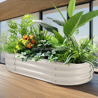 Kit de Lit de Jardin Surélevé Modulaire en Métal de 17 Pouces, Design Moderne, Grands Pots de Fleurs 9 en 1, Planteurs à Usage Domestique Extérieur