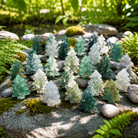 Sculpture d'arbre de Noël en Agate Mousse Naturelle, Arbre en Cristal de Quartz Clair, Pierre de Guérison, Décoration de Noël pour la Maison, Cadeau