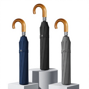 Jinjiang YLF Classic Polyester Folding <b>Umbrella</b> Supplier Solid Wood Hook Semi-Auto Open Promotional Large Gift Gentleman - Product Image 1