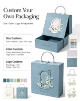 Boîte cadeau de mariage rétro en similicuir imprimé quatre couleurs avec fermeture magnétique portable et décoration florale stéréo