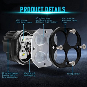 Faro LED 4x4 <span class=keywords><strong>de</strong></span> 3 pulgadas blanco/ámbar <span class=keywords><strong>para</strong></span> motocicleta, luz <span class=keywords><strong>de</strong></span> trabajo, antiniebla, DRL <span class=keywords><strong>para</strong></span> coche/camión/ATV - Product Image 5