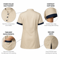 Ensemble uniforme de ménage d'hôtel à col mandarin en polycoton, tunique et pantalon à manches courtes pour femme de ménage, tenue de travail personnalisable avec logo pour le personnel hôtelier