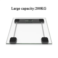 Balance corporelle électrique en stock du vendeur 200kg balance intelligente de grande capacité en verre trempé balance corporelle de salle de bain