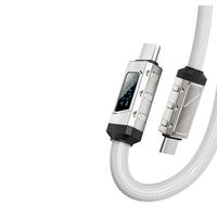 240W Eiskristall Digitales Schnellladekabel USB Geflochtenes PVC Zinklegierung TYP-C 1,5m Nylon-Ummantelung