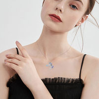 Bijoux fins en argent sterling 925 Zircon cubique arc-en-ciel cheval étoile licorne pendentif collier