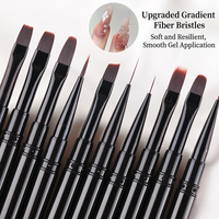 Lot de 10 pinceaux de nail art dégradés professionnels pour la construction de gel et la peinture d'extensions d'ongles