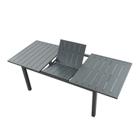 Ensemble de meubles de jardin modernes 9 places en aluminium Fimous canapé d'angle pour l'extérieur table de foyer au propane tissu gris foncé imperméable
