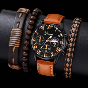 Montre à quartz pour homme minimaliste avec bracelet en cuir PU, cadran en verre, accessoires, coffret cadeau pour la fête des pères - Product Image 3