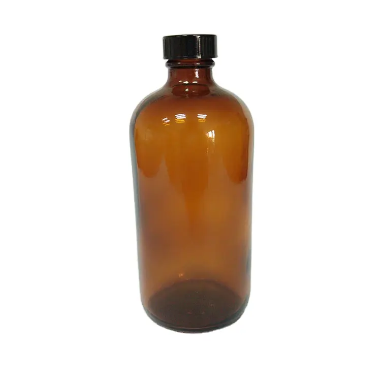 16Oz Amber Boston Ronde Cosmetische Etherische Olie Glazen Fles