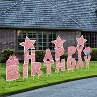 Panneau de jardin personnalisé en Coroplast durable avec lettres Joyeux Anniversaire 18x24, résistant aux intempéries et aux décolorations, pour affichage en extérieur lors de fêtes d'anniversaire