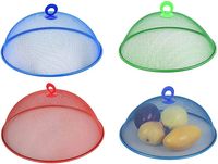 2 pièces de couvre-aliments en maille métallique ronde, 13,78 pouces, couvre-aliments en maille, tentes pour aliments, parapluie, couvre-aliments réutilisables