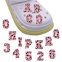 26PCS Dijes para Zapatos con Estampado de Leopardo Rosa, Letras de Burbuja 3D de PVC, Números del Alfabeto Inglés, Accesorios de Decoración DIY para Zuecos, Venta al por Mayor