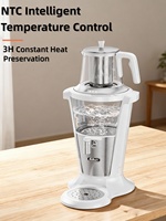 Samovar Électrique Double Paroi en Verre pour Thé Arabe du Moyen-Orient avec Fonction Maintien au Chaud, Bouilloire à Thé Turque
