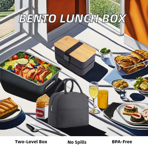 Nhật Bản Phong Cách Đôi Layr PP Nắp Bento Hộp Ăn Trưa Thực Phẩm Di Động Lưu Trữ Hộp Cho Ăn Trưa - Product Image 6