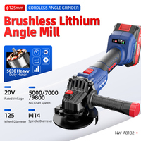 Meuleuse d'angle sans fil NANWEI 115/125 mm pour la découpe et le meulage des métaux, moteur sans balais 9800 tr/min 800W, 3 vitesses