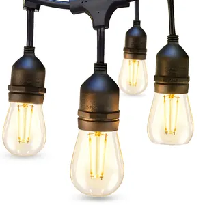 Corda de led com 48ft, lâmpadas vintage à prova de quebra, resistente às intempéries, iluminação de natal, decorativa para café