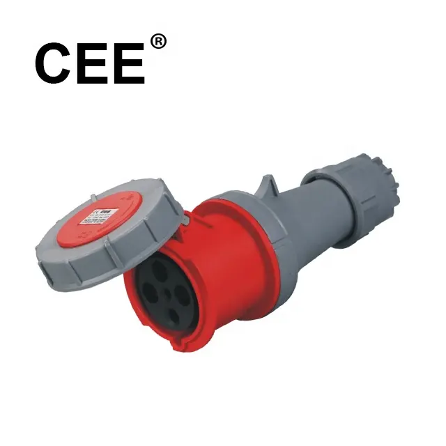 CEE 3 단계 4pin 3 P + PE 핀 및 슬리브 산업용 스트레이트 커넥터 400V 125 amp 산업용 플러그 소켓