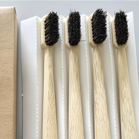 Ensemble de brosses à dents manuelles en bambou biodégradable, écologiques, en poils de cheval naturels, avec logo personnalisé, pour un usage domestique