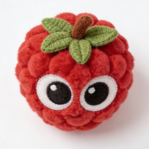 Juguete de Frambuesa Personalizado de Ganchillo con Hoja Verde y Tallo Marrón, Muñeco de Frambuesa Suave y Esponjoso, Frambuesa Adorable con Cara Sonriente - Product Image 2
