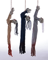 Décorations d'Halloween Fantômes Suspendus, Lot de 3, Fantômes Effrayants à Corps Long avec Robes Sanglantes et Mains de Squelette pour Fêtes Intérieures et Extérieures