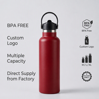 Bouteille d'eau en acier inoxydable à double paroi sans BPA, étanche, 650 ml, réutilisable, bouteille de sport en métal, fitness, cyclisme, camping, voyage