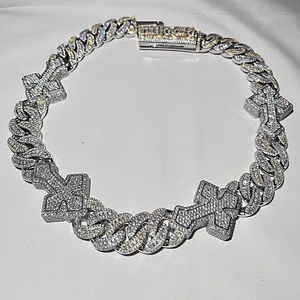 Miami Cuban Link Zuanfa Jewelry Hip Hop Iced Out Thick Solid 925 Silver VVS Moissanite Cuban Chain