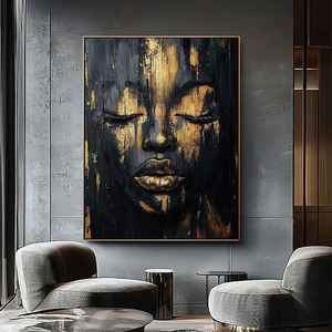 Decoración del hogar hecha a mano acrílico abstracto arte moderno Oro Negro mujeres lujo arte africano <span class=keywords><strong>pinturas</strong></span> <span class=keywords><strong>de</strong></span> pared - Product Image 1