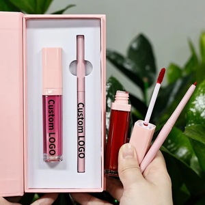 Kit de rouge à lèvres liquide et crayon à lèvres 2 en 1, waterproof, longue tenue, végan, marque privée, 16 couleurs, rouge à lèvres mat et crayon à lèvres - Product Image 1