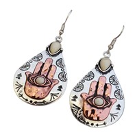 Anting-anting Turquoise Berukir Elang Gaya Bohemian Vintage, Anting-anting Gantung Totem Barat Daya dari Paduan Logam Retro, Perhiasan Elang untuk Pemakaian Sehari-hari