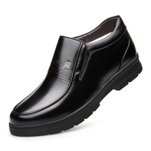 Mocassins en cuir pour hommes, à enfiler, doublés en polaire, chauds pour l'hiver, antidérapants, chaussures décontractées pour affaires, taille adulte 40-46 - Product Image 5