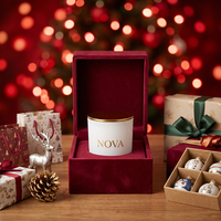 Cadeau de Noël, pot à bougie en verre de luxe 8oz 10oz 14oz avec couvercle et boîte cadeau pour la décoration des fêtes, logo personnalisé, vente en gros d'usine