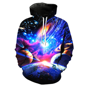 Men's <b>Galaxy</b> Printed <b>Hoodie</b> Regular Fit Casual Knitted Polyester Autumn Streetwear - Product Image 1