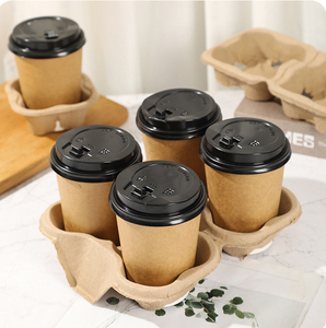 Xinrunjin porte-gobelet à café en pâte à papier compostable avec logo personnalisé 2 tasses recyclables porte-boissons à emporter - Product Image 6